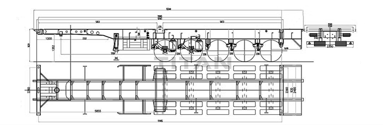 5 axle container chassis trailer drawing
