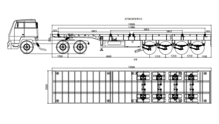 牙买加出售40英尺卡车平板拖车
