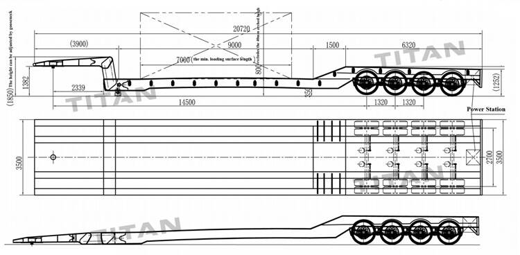 4 axle folding gooseneck lowboy trailers drawing