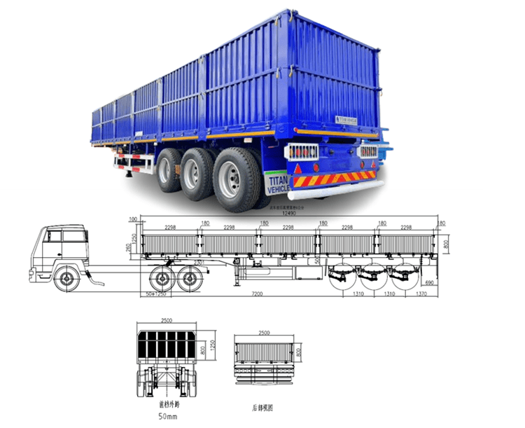 3 Axle 40 Ft Side Wall Semi Truck Trailer for Sale in Eritrea
