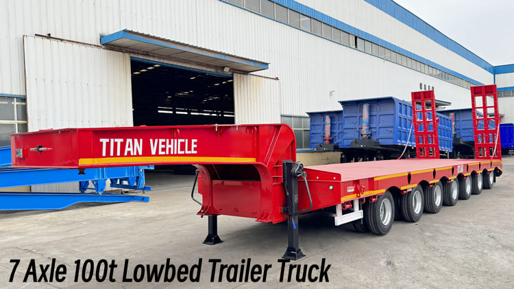 100t Lowbed for Sale | 7 Axle Lowbed Trailer Truck for Sale in Congo